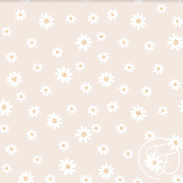 Coated jersey daisies cream - Family Fabrics
