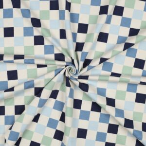 Tricot blokjes groen/blauw 23mm