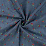 Katoen broderie jeans met kersjes