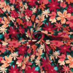 Katoen poplin kleurrijke bloemen zwart