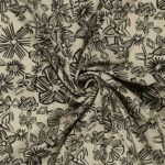 Linnen viscose bloemenschets beige