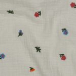 Hydrofiel broderie bloemetjes naturel