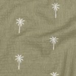 Hydrofiel broderie palmbomen mosgroen