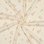 Organische ribtricot bloemen naturel