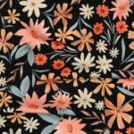 Tricot veldbloemen zwart