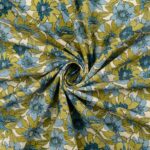 Seersucker bloemen blauw