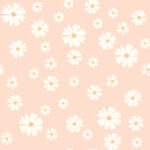 Katoen poplin madeliefjes licht perzik