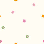 Katoen poplin retrobloemetjes gekleurd