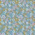 Katoen poplin mini retrobloemen oud-groen