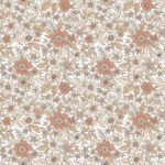 Katoen poplin retro vintagebloemen beige