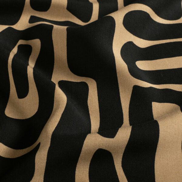 Coupon 84cm Viscose poplin grafische print cacao/zwart