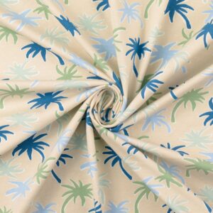 Tricot palmbomen groen/blauw