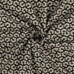 Tricot retrobloemen zwart/ecru