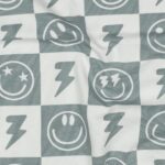 Tricot smileys oud salie geblokt