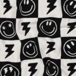 Tricot smileys zwart geblokt