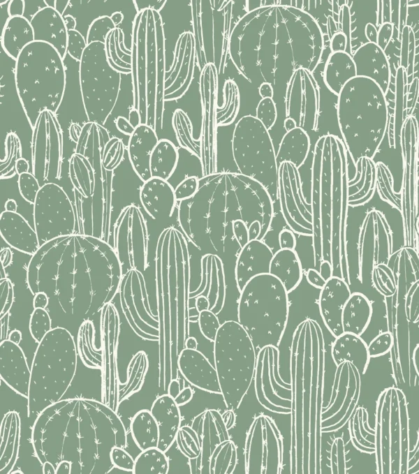 Coated jersey cactus patch green - Family Fabrics