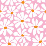 Badstof grote retrobloemen roze