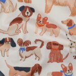 Katoen poplin hondjes ecru