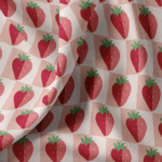 Katoen poplin aardbeien geblokt