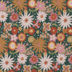 Katoen poplin zomerbloemen groen