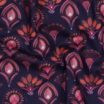 Katoen poplin boho bloemen navy