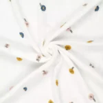 Hydrofiel broderie gekleurde bloemen gebroken wit