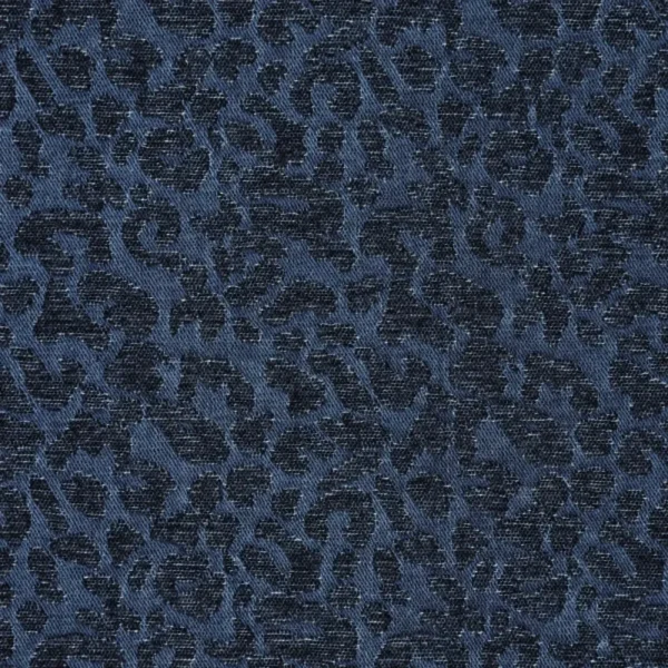 Jeans blauw panterprint chenille (stofvouw verkleurd)