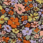Coupon 45cm French terry bloemen dusty groen