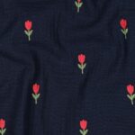 Hydrofiel broderie tulpen navy