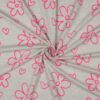 Tricot neonroze bloemen lichtgrijs melange - Afbeelding 2