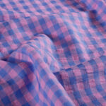 Seersucker grote ruiten roze/blauw
