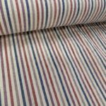 Seersucker verticale streep perzik/toffee