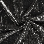Fluweel stretch pailletten groot zilver
