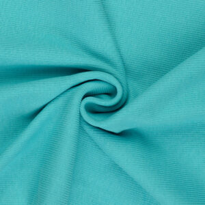 Turquoise ribstof met geplooide textuurdetail close-up