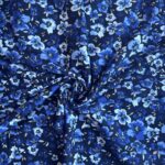 Tricot bloemen blauw