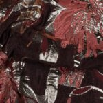 Jacquard bloemen aubergine/bordeaux