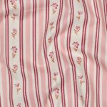 Coupon 77cm Katoen poplin strepen/bloemen roze