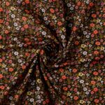 Katoen voile bloemen groen