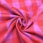 Katoen poplin blokjes rood/roze
