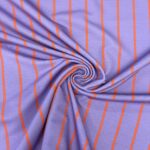 French terry paars verticale strepen oranje – Goedkopestoffen.com