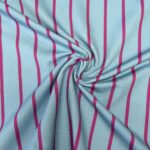 French terry aqua verticale strepen fuchsia – Goedkopestoffen.com