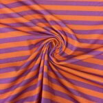Tricot strepen 12mm paars/oranje – Goedkopestoffen.com
