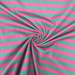 Tricot strepen 12mm donkergroen/fuchsia – Goedkopestoffen.com