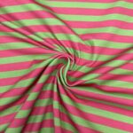 Tricot strepen 12mm groen/framboos – Goedkopestoffen.com