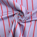 French terry paars verticale strepen rood – Goedkopestoffen.com